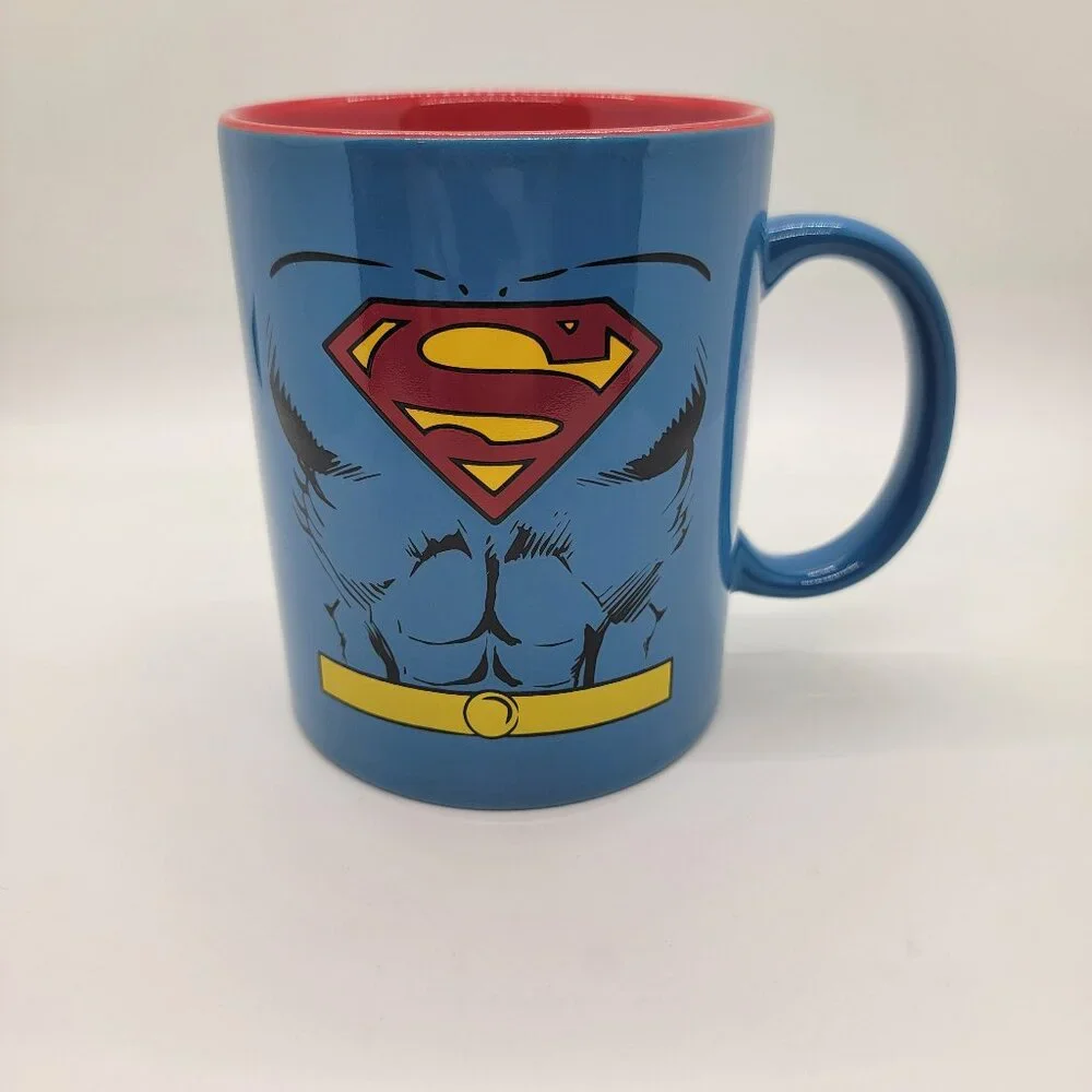 Superman Mug DC Comics Blue Red Logo‎ Vintage Style Heavy Ceramic 4” Glossy ICUP